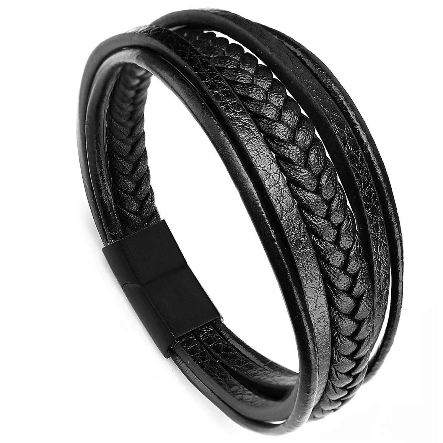 Men's Black Wrap Around Leather Bracelet – Nialaya