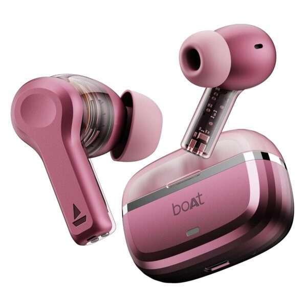 boAt Nirvana Space w/ 360º Spatial Audio, ANC Up to 32dB, 100hrs Playback, 4 Mics with AI-ENx™, DLC Drivers Truly Wireless in Ear Earbuds (Pink Punch)