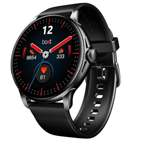 boAt Lunar Oasis w/ 1.43" (3.6 cm) AMOLED Display, Turn-by-Turn Navigation, Dynamic User Interface, QR Tray, Watch Face Studio, BT Calling, Emergency SOS Smart Watch for Men &Women(Active Black)