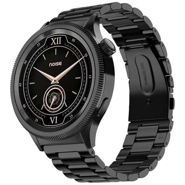 Noise Newly Launched Halo 2 Smartwatch 1.43" AMOLED, 1st Rotating Dial (Axe-cut Bezel Design), Stainless Steel Build, BT Calling, Health Suite (Elite Black)