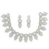 Jewellery Set Leaf Style AD/American Diamond Rectangle Shaped Studded Rose Gold Plated Handcrafted Circle Necklace Set for Women & Girls