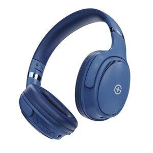 Headphones, Over The Ear Headphones with Mic, BT 5.3, Pure Bass, 45ms Low Latency, Dual Pairing, 4 Play Modes (FM, Radio, SD Aux) 55H Playtime - Blue