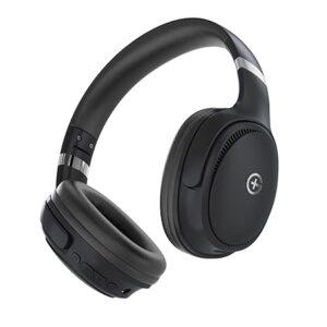 Headphones, Over The Ear Headphones with Mic, BT 5.3, Pure Bass, 45ms Low Latency, Dual Pairing, 4 Play Modes (FM, Radio, SD Aux) 55H Playtime - Black