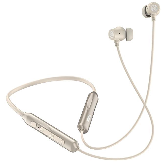 Noise Airwave Pro Bluetooth in Ear Neckband with Upto 32 dB ANC, 60H of Playtime, Dual Device Pairing, 3 Mic ENC for Calling, Low Latency(Upto 40ms), 13mm Driver (Metallic Beige)