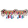 Handmade Traditional Door Hanging Bhandhanwar for Main Entrance Multicolour Flower & Leaves Design with Pink & White Moti Beads (Length 36" inches)