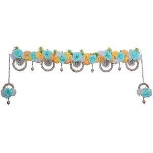 Rose Toran and Latkan for Home Door Entrance & Diwali Festival Decoration Wall Door Hanging Bandhanwar Latkan - Blue, Set of 3