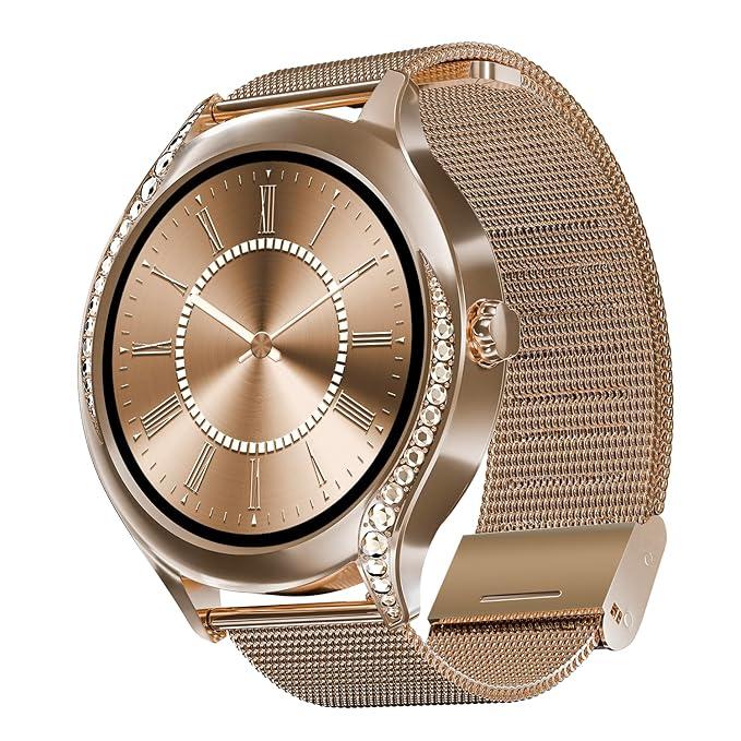 boAt Enigma Gem Women's Luxury Smart Watch w/ 1.19” (3.02cm) AMOLED Display, Emergency SOS Live Location Sharing, Watch Face Studio, QR Tray, BT Calling, 700+ Active Mode, HR & SpO2 (3 color option)