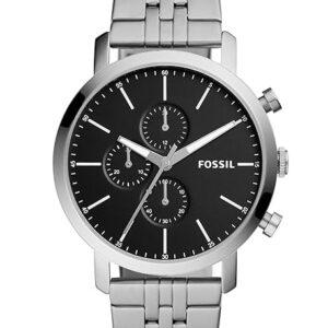 Fossil Stainless Steel Luther Analog Black Dial Men's Watch (Silver)