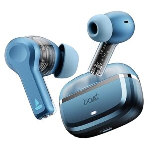 Boat Nirvana Space, 360º Spatial Audio, Active Noise Cancellation (~32dB), 100Hrs Battery, v5.3 Bluetooth Earbuds, TWS Ear Buds Wireless Earphones with mic (Blue)